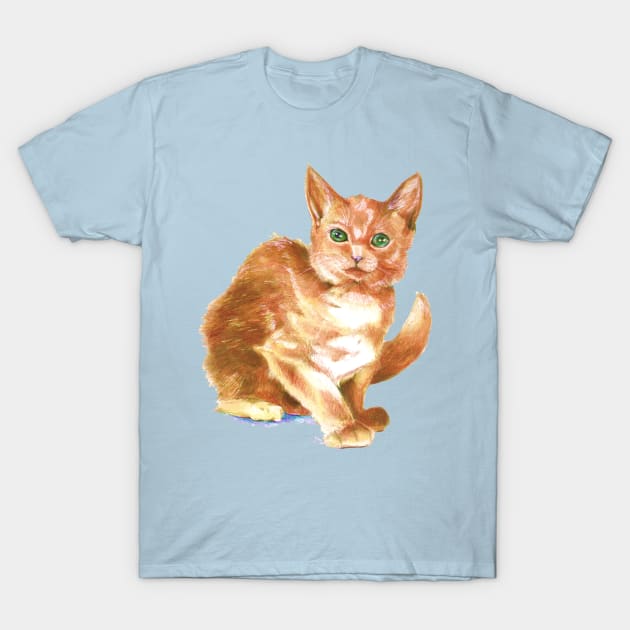 Curiosity's Orange Kitten T-Shirt by FishWithATopHat